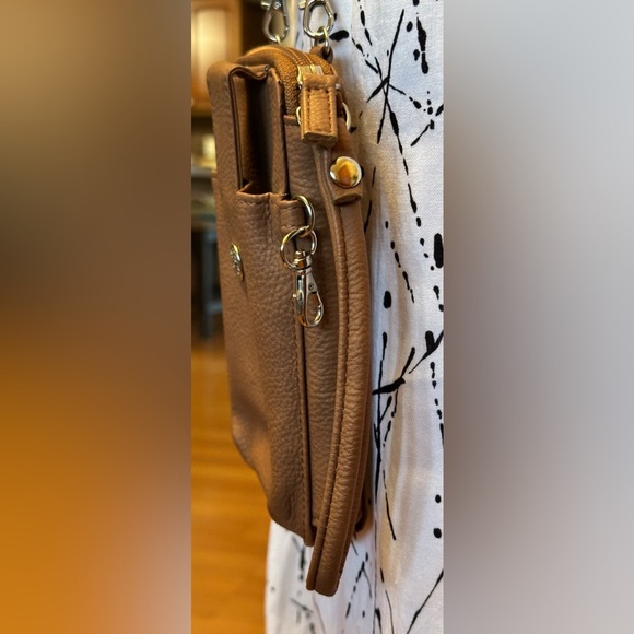 Mundi RFID Vegan Leather Crossbody Wallet With Phone Pocket Brown Sugar - Picture 3 of 13